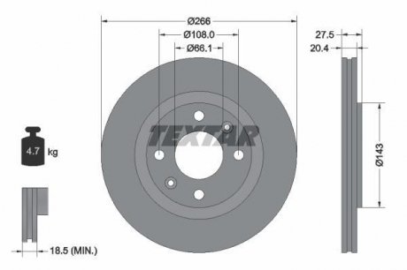 Тормозной диск передний citroen berlingo 96-02 TEXTAR 92048103 (фото 1)