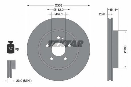 Диск тормозной mercedes m(w163) "f d=303mm "98-"05 TEXTAR 92089905