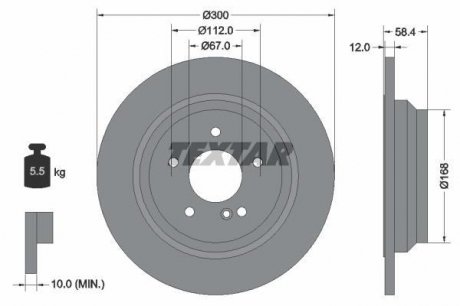 Диск гальмівний mercedes s(w221) "r d=300mm "04-13 TEXTAR 92176503