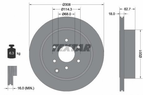 Тормозной диск зад. nissan navara, pathfinder 05- TEXTAR 92181603 (фото 1)