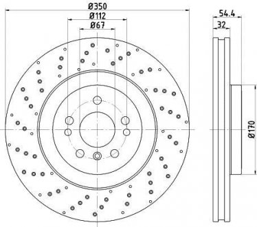 Диск тормозной (передний) MB M-class (W166) 11-15/GLE (W166) 15-19 (350x32) (с отверс.) (вент.) PRO+ TEXTAR 92254405 (фото 1)