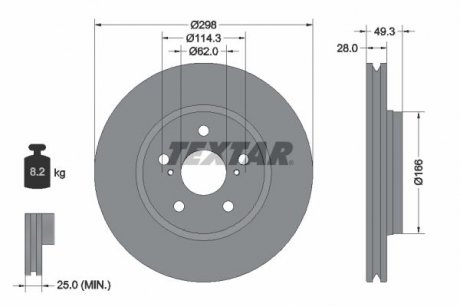 Передний тормозной диск Toyota C-HR 16- (298x28) PRO TEXTAR 92315703 (фото 1)