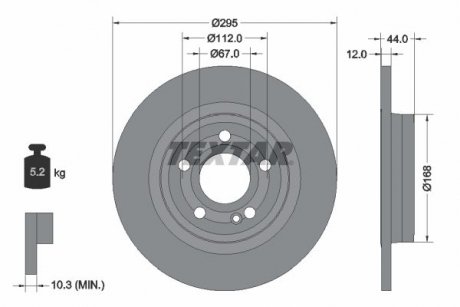 Задний тормозной диск MB A-class (W177)/B-class (W247) 18- (295x12) PRO TEXTAR 92323203