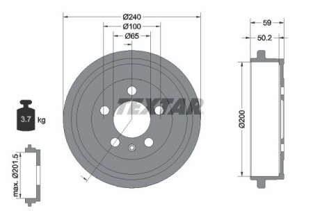 Тормозной барабан skoda/vw fabia/polo "r "97>> TEXTAR 94023800