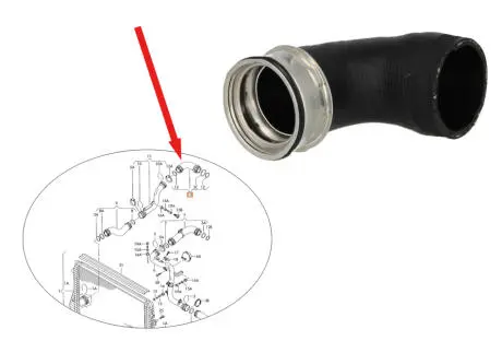 Патрубок турбины 1.9 TDI сверху справа THERMOTEC DCW073TT