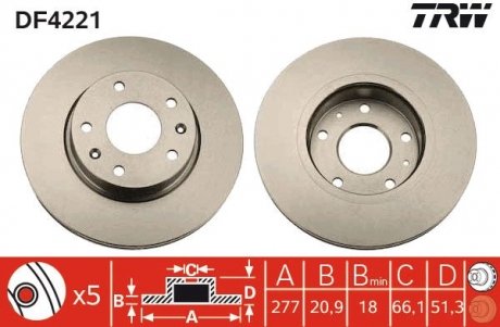 Тормозной диск TRW DF4221 (фото 1)
