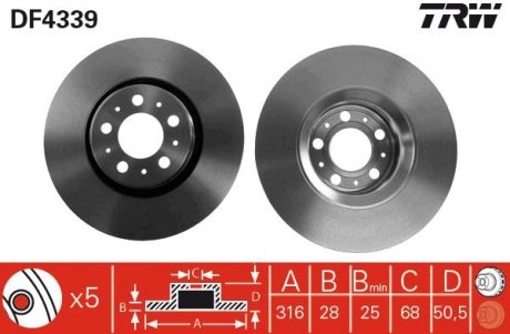 Тормозной диск TRW DF4339