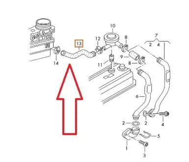 Патрубок вентиляції картерних газів VAG 028 103 493AE