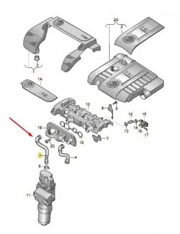 Патрубок вентиляции картерных газов 2.0 FSI VAG 06F103217
