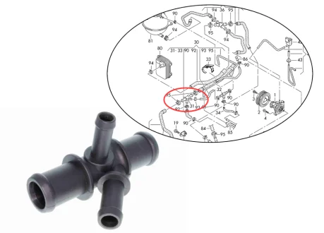 Тройник на патрубков охлаждения 1.2-1.4 TSI VAG 1K0121087P