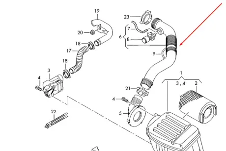 Оригинальный патрубок воздушного фильтра 1.6 MPI (с датчиком) VAG 1K0129684AF