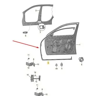 Ущільнювач двері зовнішній лівий VAG 1Z0837697D