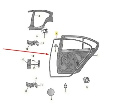 Ущільнювач задніх дверей зовнішній правий VAG 1Z5839698D