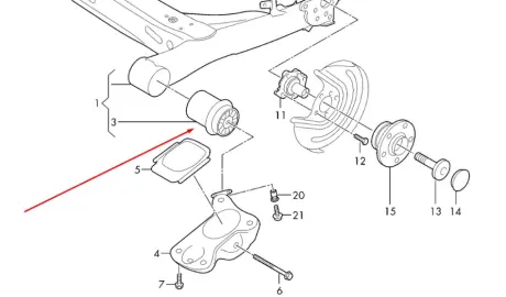 Оригинальный сайлентблок задней балки VAG 5Q0501541C