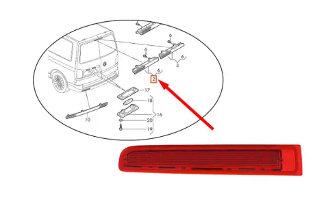 Ліхтар верхній задній VW T5 - лівий VAG 7E0 945 097 H