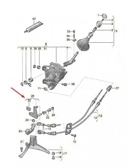 Промежуточный рычаг переключения 5-ступенчатой КПП VAG 7H0711202E