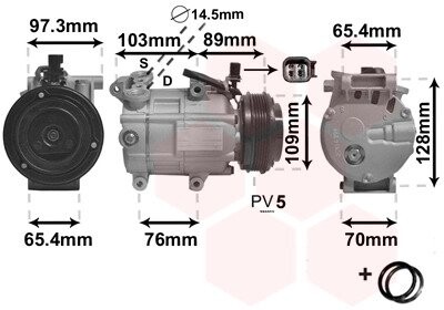 Компресор кондиціонера FORD C-MAX / VOLVO S40 07 > 12 Van Wezel 1800K391