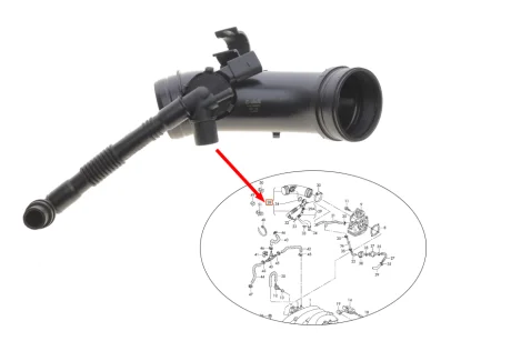 Патрубок на дроссельную заслонку с шлангом вентиляции 2.0 VIKA 11331548901