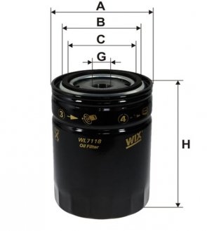 Фильтр масляный двигателя /op563/1 (ua) WIX FILTERS WL7118 (фото 1)