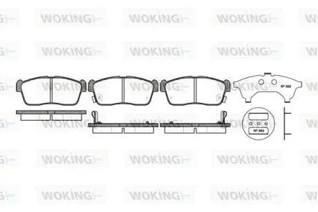 Гальмівні колодки передні Chevrolet Cruze /Subaru Justy /Suzuki Ignis /Nissan Pixo 1.0-2.5 00- WOKING P6243.02