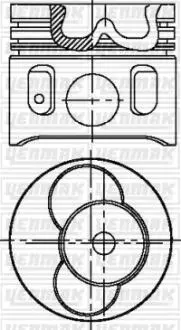 Поршень с кольцами і пальцем (размер отв. 81.01 / STD) VW T4 2.5TDI (1-й, 2-й цил. !!!) (ACV / AGX / AHD / AJT / AXG / APA / ANJ / AUF / AH…) Yenmak 31-04308-000