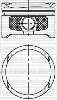 Поршень с кольцами і пальцем (размер отв. 76,51/STD) VW GOLF 1.6 16v (4цл.) (BCB) Yenmak 31-04315-000