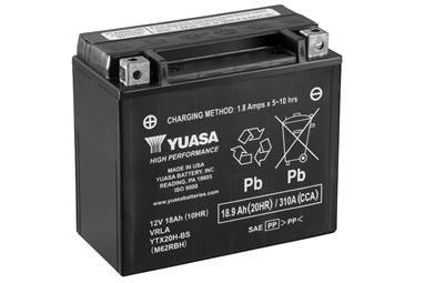 МОТО 12V 18,9Ah High Performance MF VRLA Battery AGM (сухозаряжений) YUASA YTX20H-BS (фото 1)