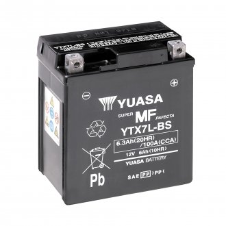 МОТО 12V 6Ah MF VRLA Battery AGM (сухозаряжений) YUASA YTX7L-BS (фото 1)