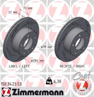 Передний тормозной диск BMW 1 (E81/E87) 04-11 (284x22) ZIMMERMANN 150.3423.53