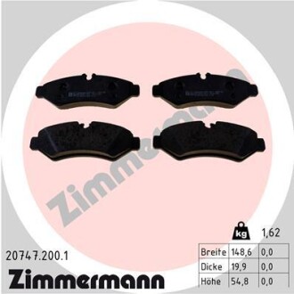 Колодки тормозные (задние) MB Sprinter (907,910) 211-519 CDI 18- (Brembo) ZIMMERMANN 20747.200.1