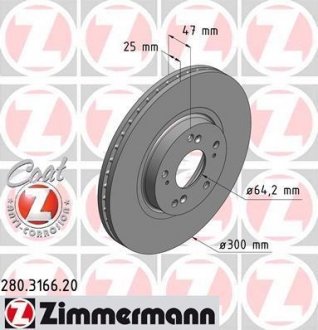 Тормозной диск передний honda accord c 2003г ZIMMERMANN 280316620 (фото 1)