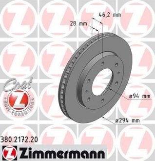 Тормозной диск ZIMMERMANN 380217220 (фото 1)