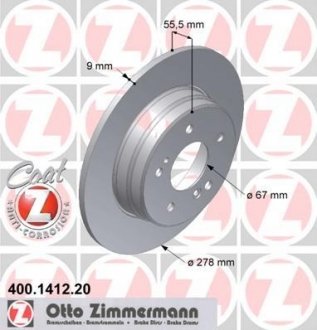 Гальмівний диск зад W210 (20,23,24,29,30) W202 (18 ZIMMERMANN 400141220 (фото 1)