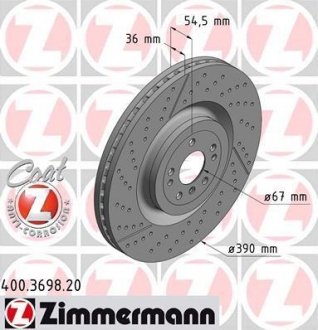 Тормозной диск передний ZIMMERMANN 400369820 (фото 1)