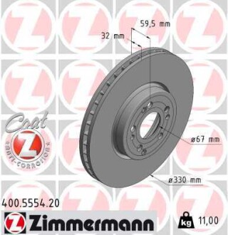 Диск гальмівний MERCEDES Coat Z ZIMMERMANN 400555420