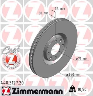 Диск тормозной ZIMMERMANN 440.3127.20