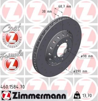 Диск гальмівний Formula Z Sport лівий ZIMMERMANN 460158470