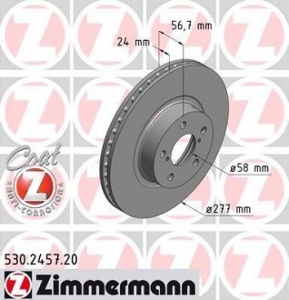 Тормозной диск передний subaru legacy/impreza ZIMMERMANN 530245720