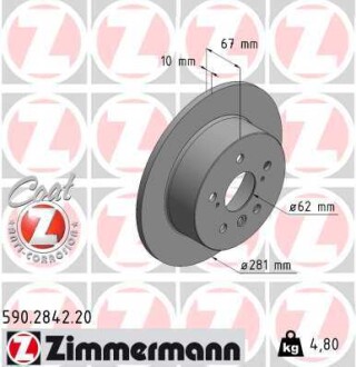 Диск гальмівний Coat Z ZIMMERMANN 590284220