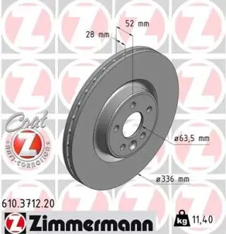 Диск тормозной ZIMMERMANN 610.3712.20